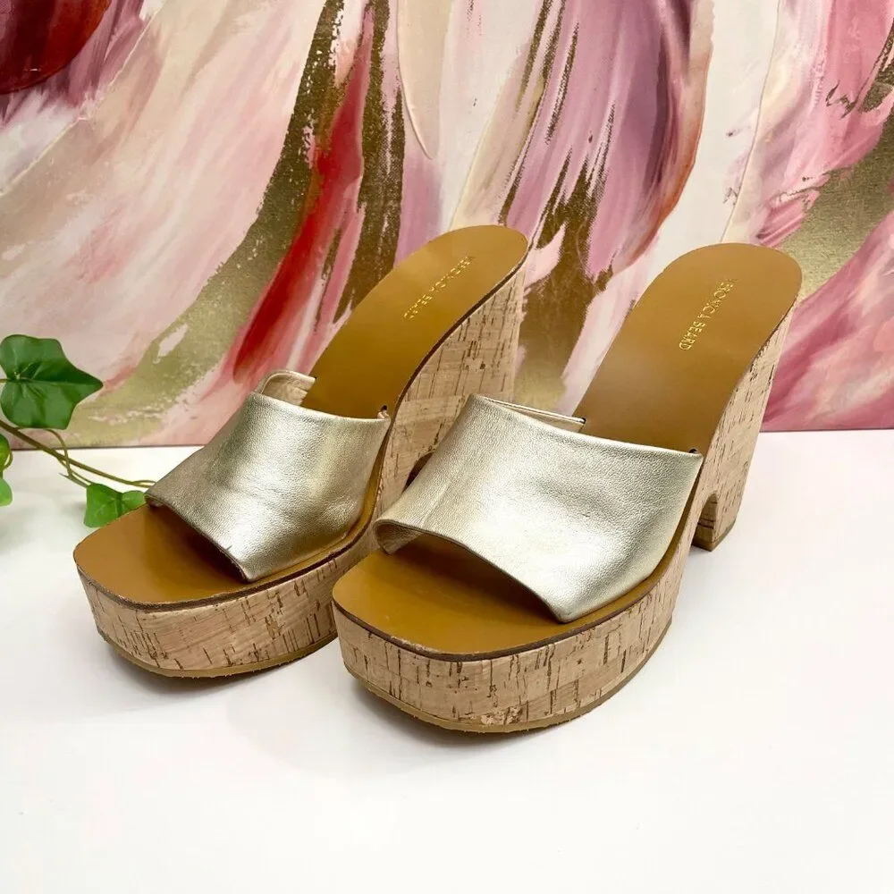 Veronica Beard Paulita Platform Wedge Sandals In Gold Size 9